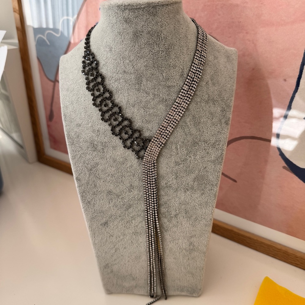 Free People Black and Silver Evening Necklace